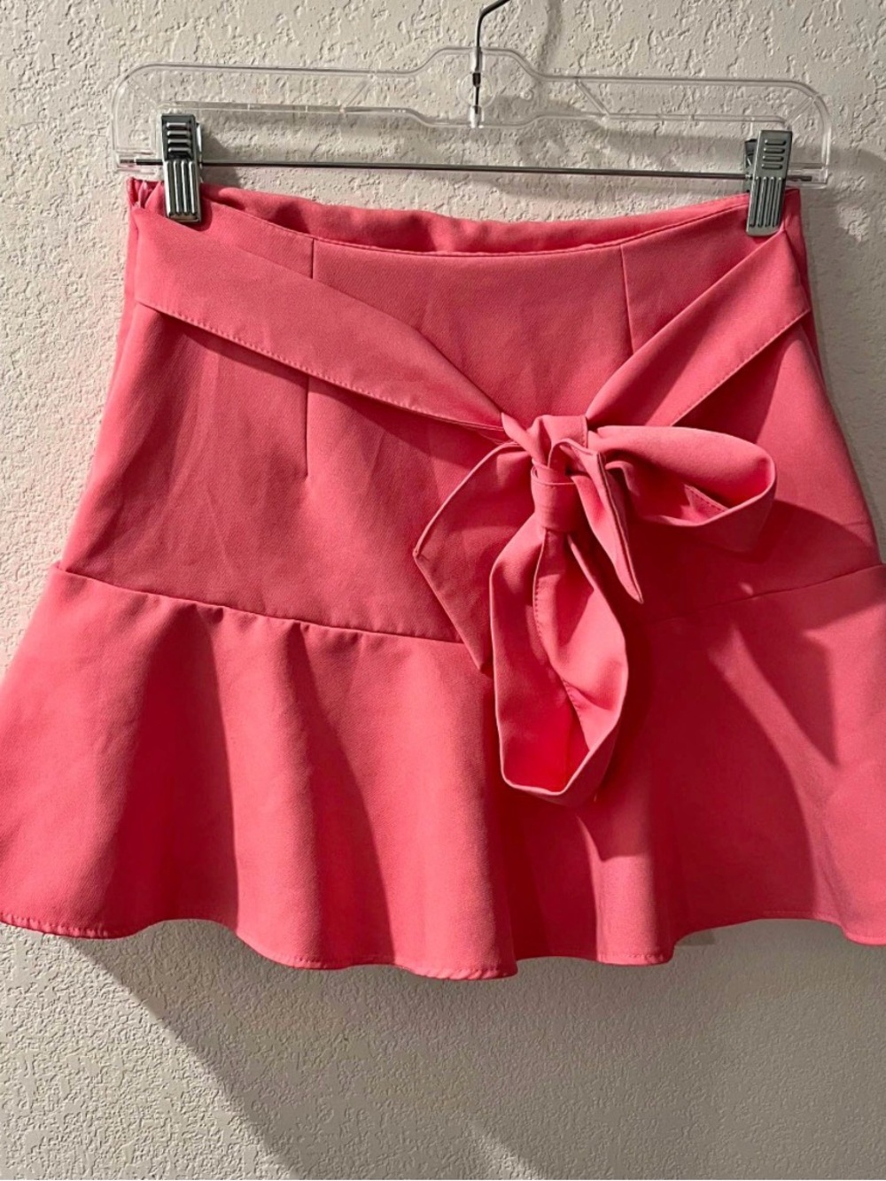 Zara Coral Pink Flared Tie-Waist Skirt